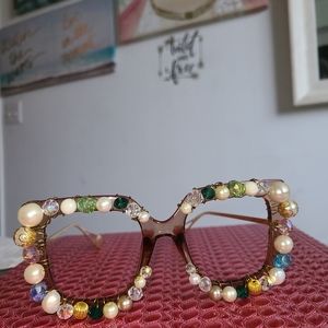Beaded wire wrap unique fashion eye glasses
